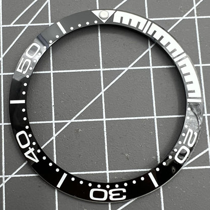 38 mm schwarze Viertelskala-Keramik-Lünette, poliert, wasserdicht, für Herrenuhr 