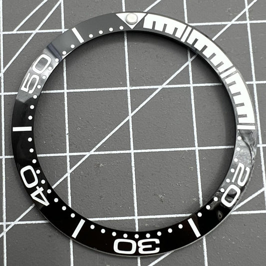 38 mm schwarze Viertelskala-Keramik-Lünette, poliert, wasserdicht, für Herrenuhr 