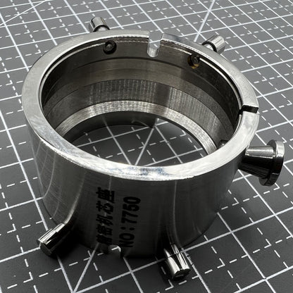 Chromium-plated ETA 7750 movement holder by Generic for secure watch repair and assembly.
