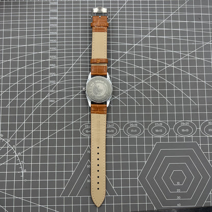 TAIHANG 38mm silver watch with gold hands, 17-jewel mechanical movement, classic round case design