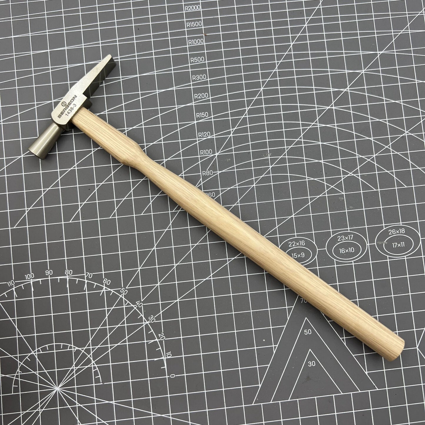 Swiss Made Bergeon 1438-3 precision watchmaker hammer, 70mm, ideal for delicate watch repair and assembly tasks.