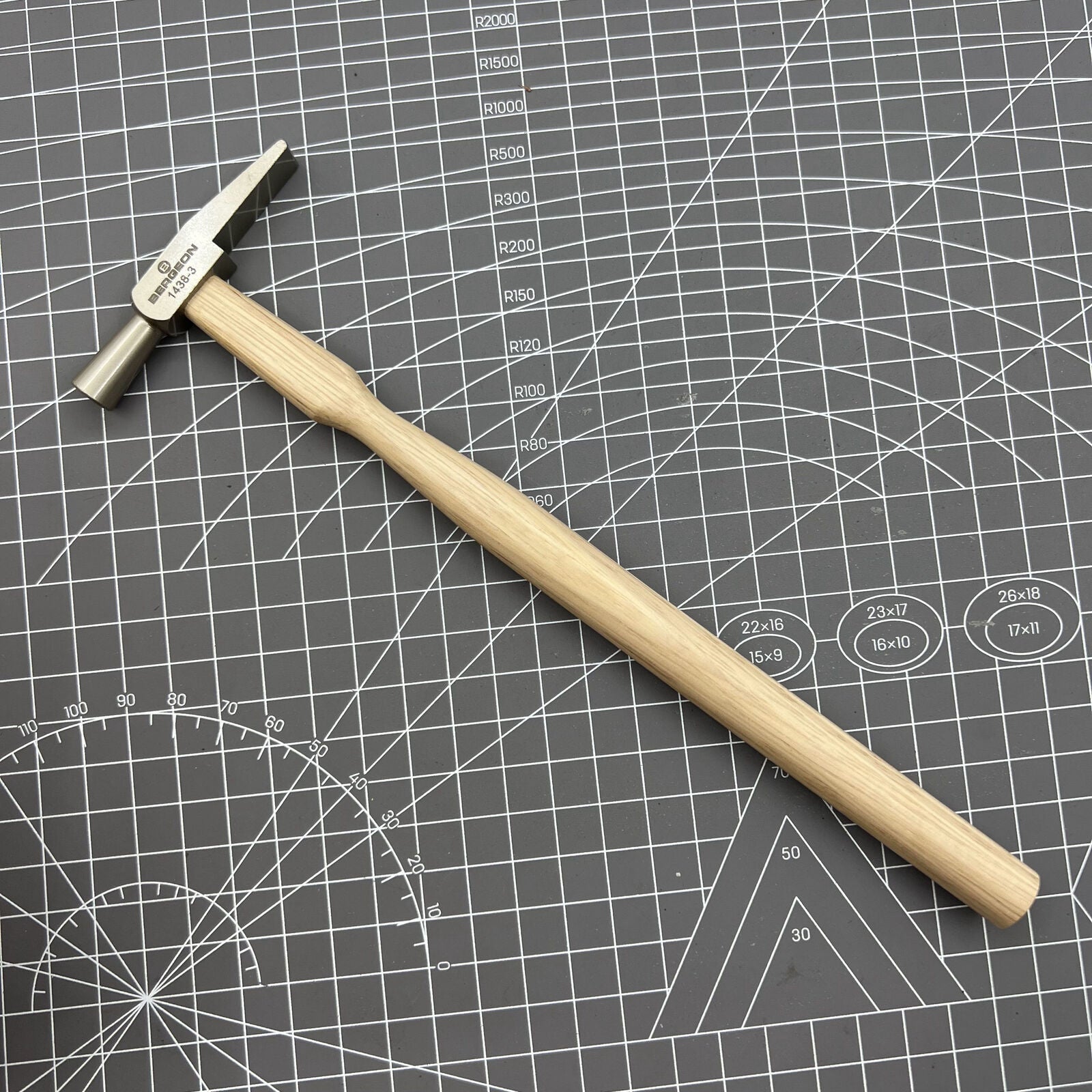 Swiss Made Bergeon 1438-3 precision watchmaker hammer, 70mm, ideal for delicate watch repair and assembly tasks.