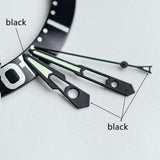 13mm Matted Black Trim Hollow Green Lume Watch Hands for NH35 NH36 Movement