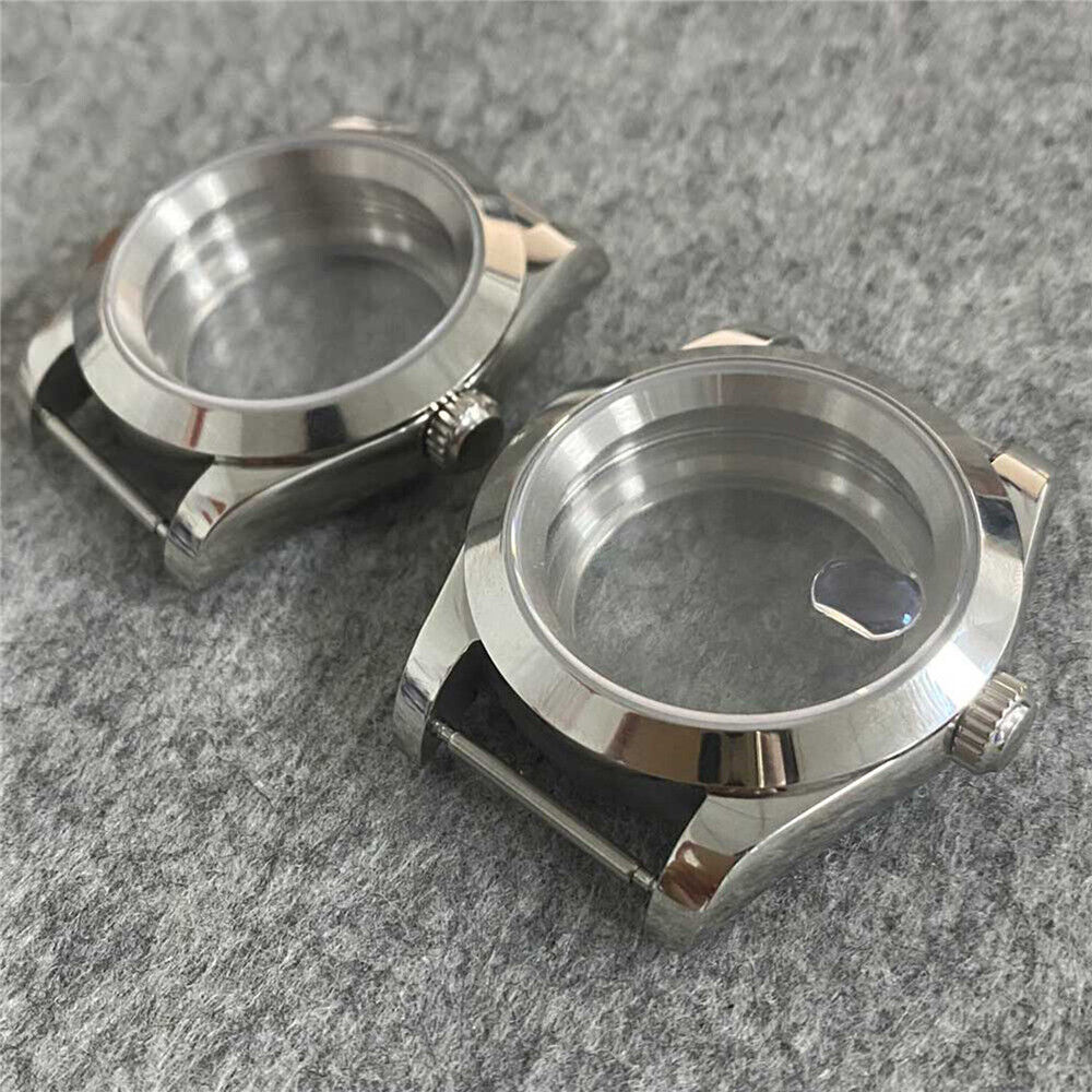Transparent 39MM sapphire glass watch case for NH35/NH36 movements, stainless steel, durable design.