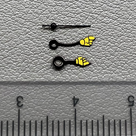 Set of black hand indication watch hands for Miyota 2035 series, perfect for precise timekeeping upgrades.