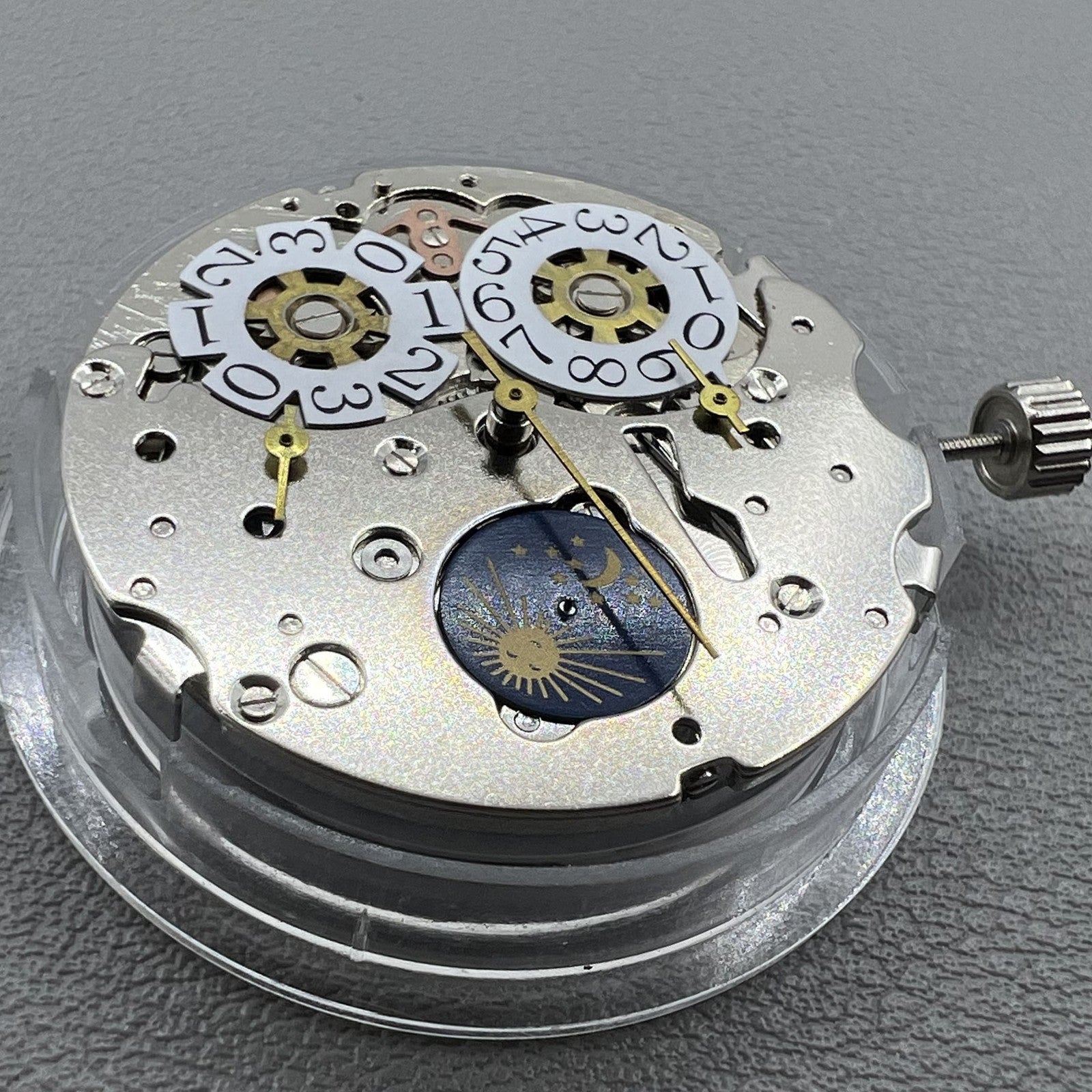 Seagull ST16 automatic watch with large date, three hands, and three chronograph subdials, stylish design.