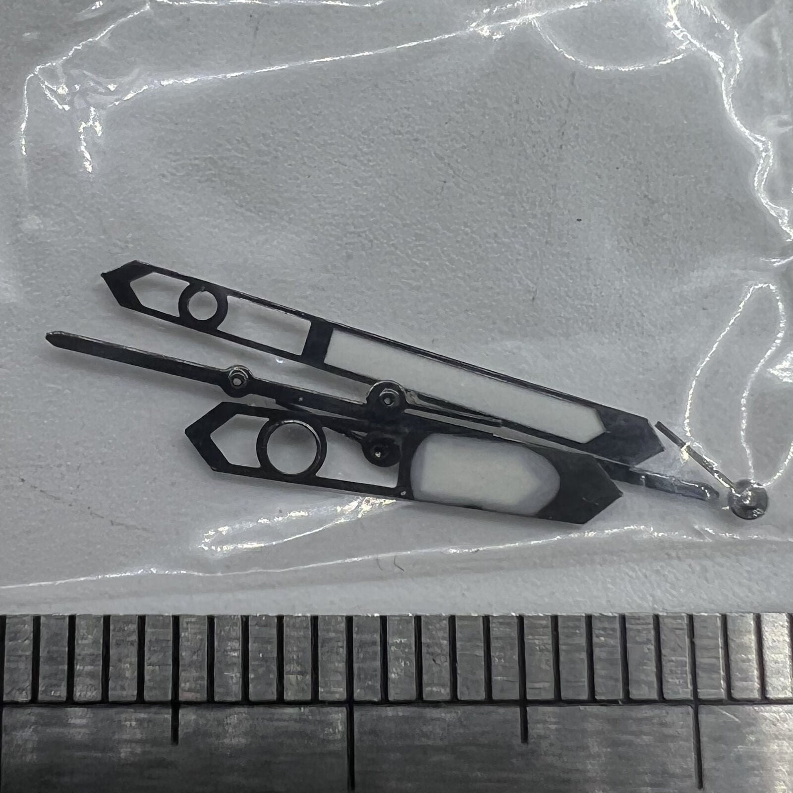 Black trim luminescent watch hands by P1-H5-NO13, compatible with Ronda 5030.D quartz for precise timekeeping.