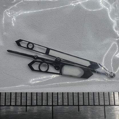 Black trim luminescent watch hands by P1-H5-NO13, compatible with Ronda 5030.D quartz for precise timekeeping.