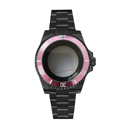 Boîtier de montre 40 mm avec bracelet en acier inoxydable noir PVD et verre saphir pour NH35/NH36 