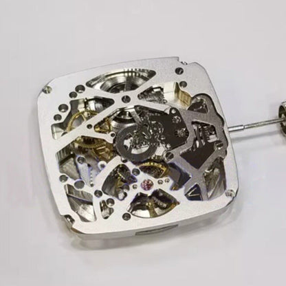 China Made Tianjin Hollow ST25 automatic watch with square dial, 3 hands, mechanical movement, stylish timepiece.