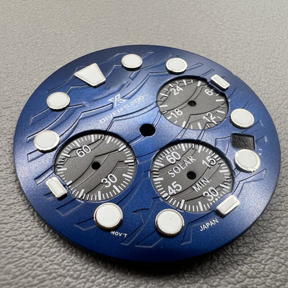 Luminescent green watch dial with 31mm silver bezel for VD53 by Leuchtendes, ideal for stylish timepieces