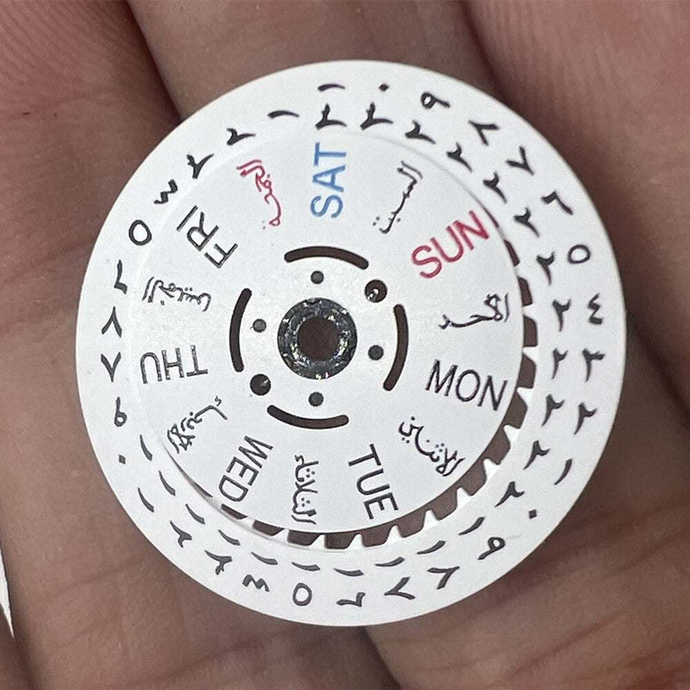 Arabic/English Font White Date Disk Wheel Week Wheel for Movement NH3 ...