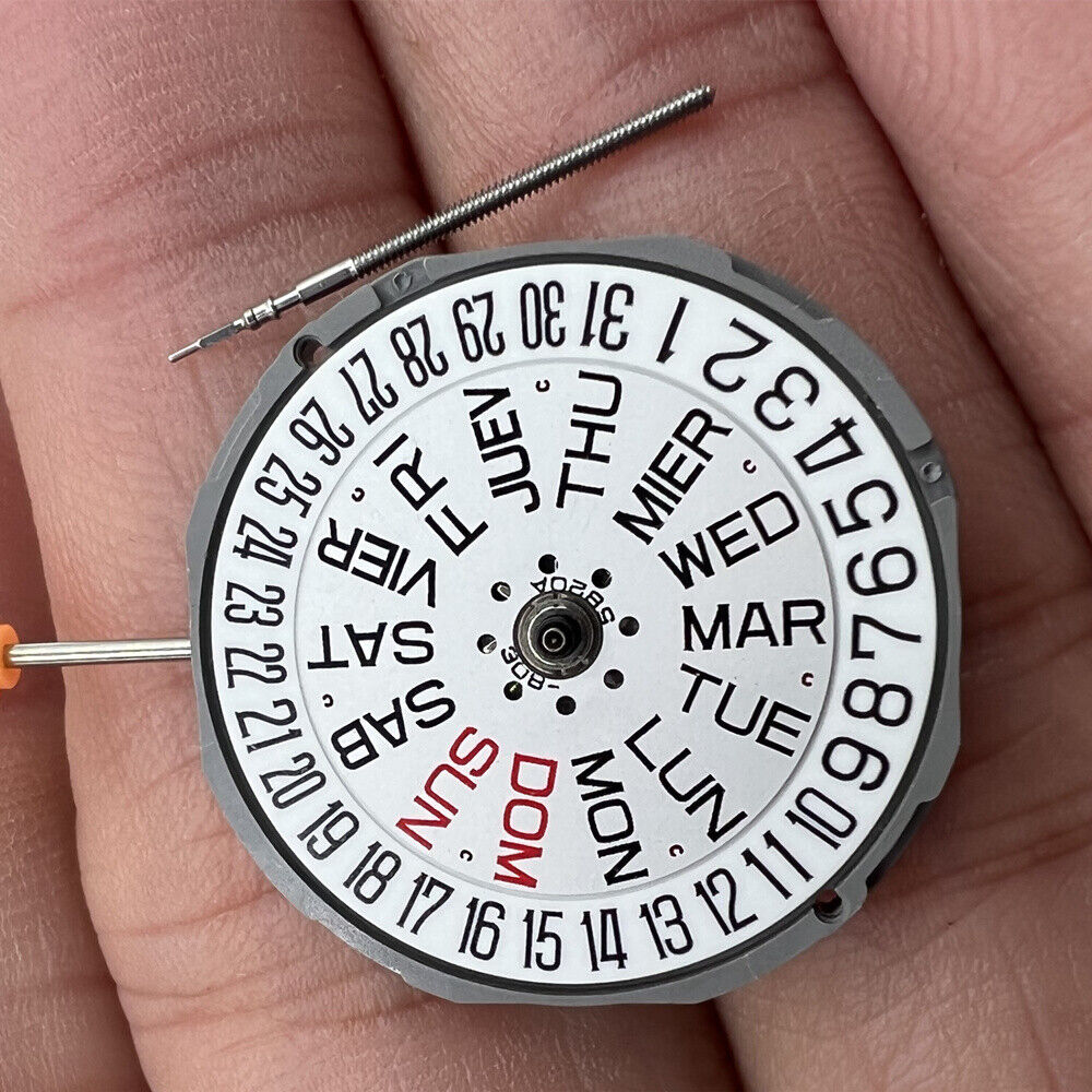 Miyota 1M02 Japan quartz movement with 3 hands and day-date display for watch accessories