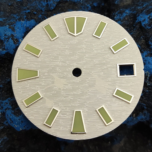 Green luminous dial with white matte silver nail trim, compatible with NH35 movement, from.