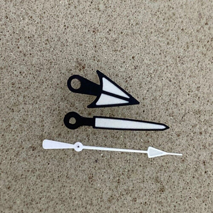 Black, silver, and golden trim green luminous watch hands for NH35/NH36 movement, enhancing readability and style.