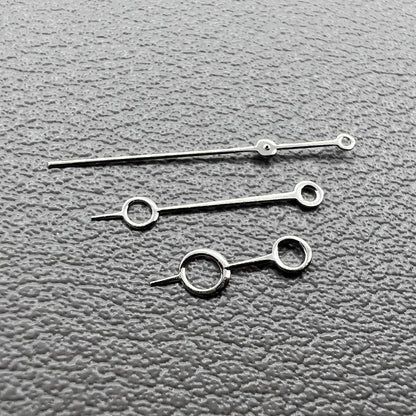 Set of 2 silver hollow circle watch hands without lume for NH35/36, NH38, NH72 movements by Modified.