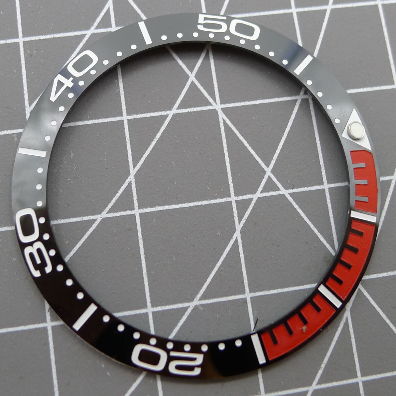 Red 38mm ceramic waterproof watch bezel, polished finish for men's watch accessory replacement.