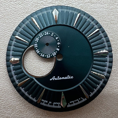 Dunkelgrünes 35mm Cocktail Zifferblatt Silber für NH39 Taucheruhr