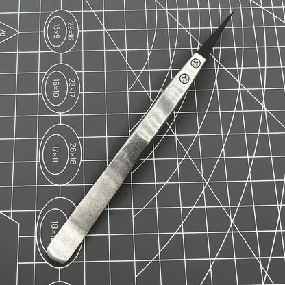 Pince à épiler en acier inoxydable, tête en fibre de carbone, outil de réparation de montres 