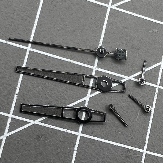 Black trim lume watch hands for Ronda 5030.D quartz movement, precise time visibility, P1-H5-NO6 accessory.