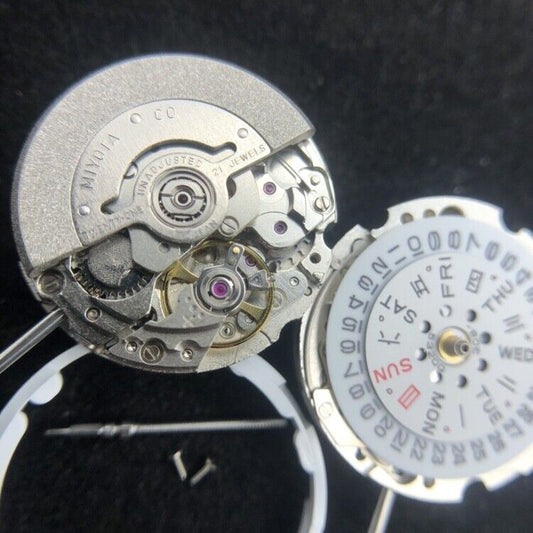 Miyota 6T51 silver plated automatic watch movement, precise Japanese mechanical mechanism