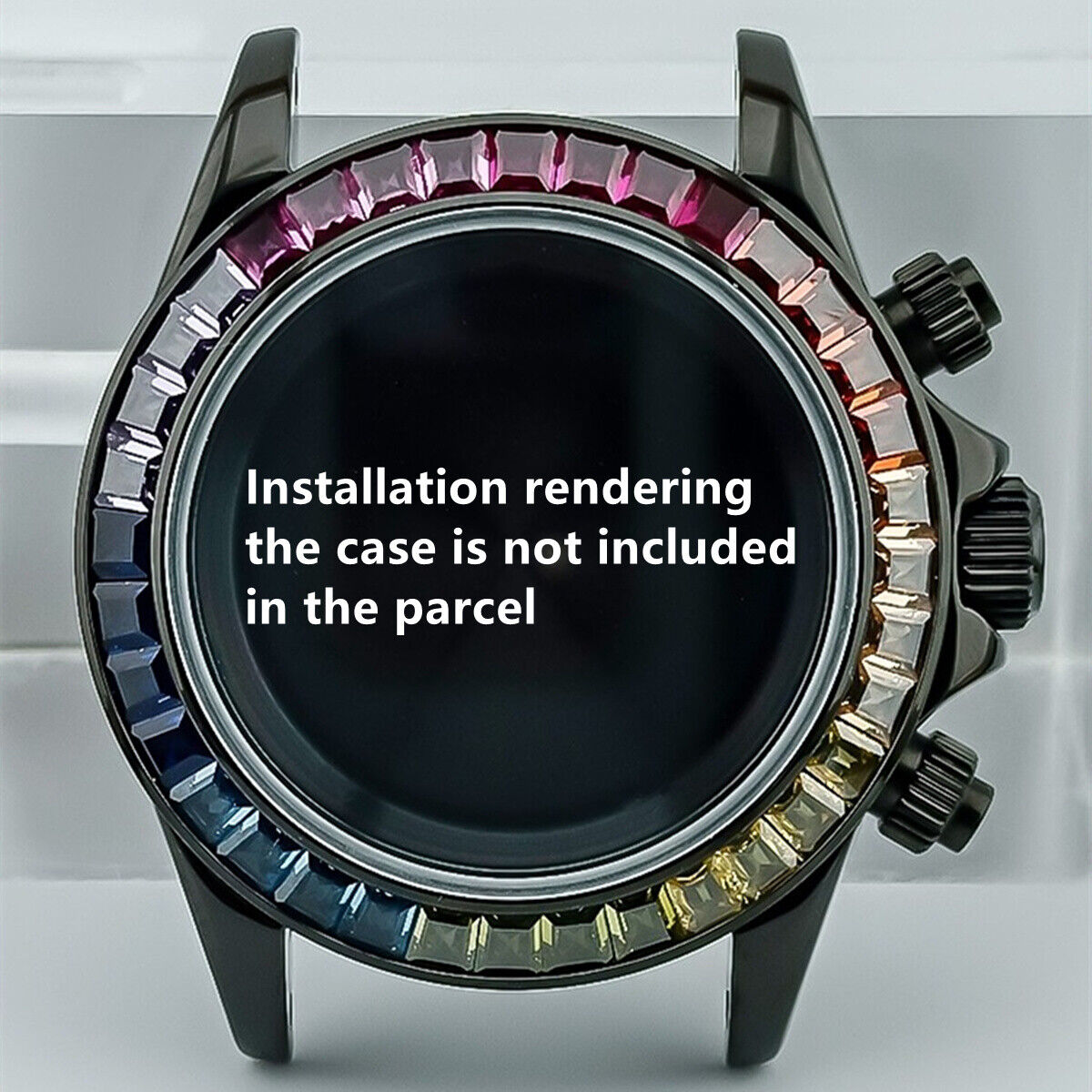 39mm golden trim watch bezel with imitation diamonds for VK63 movement.