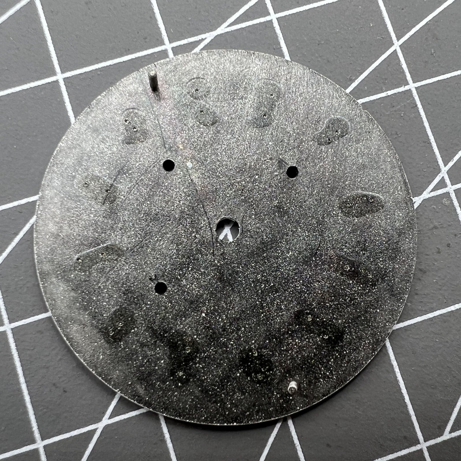 Green lume 32.5mm grey rock style matted watch dial, designed for VK63 quartz movement with rugged finish.