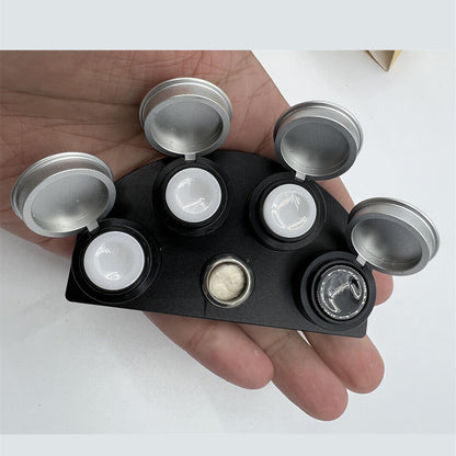 Die-cast alloy oil cups stand with 4 containers for watch repair, model 30180-A.