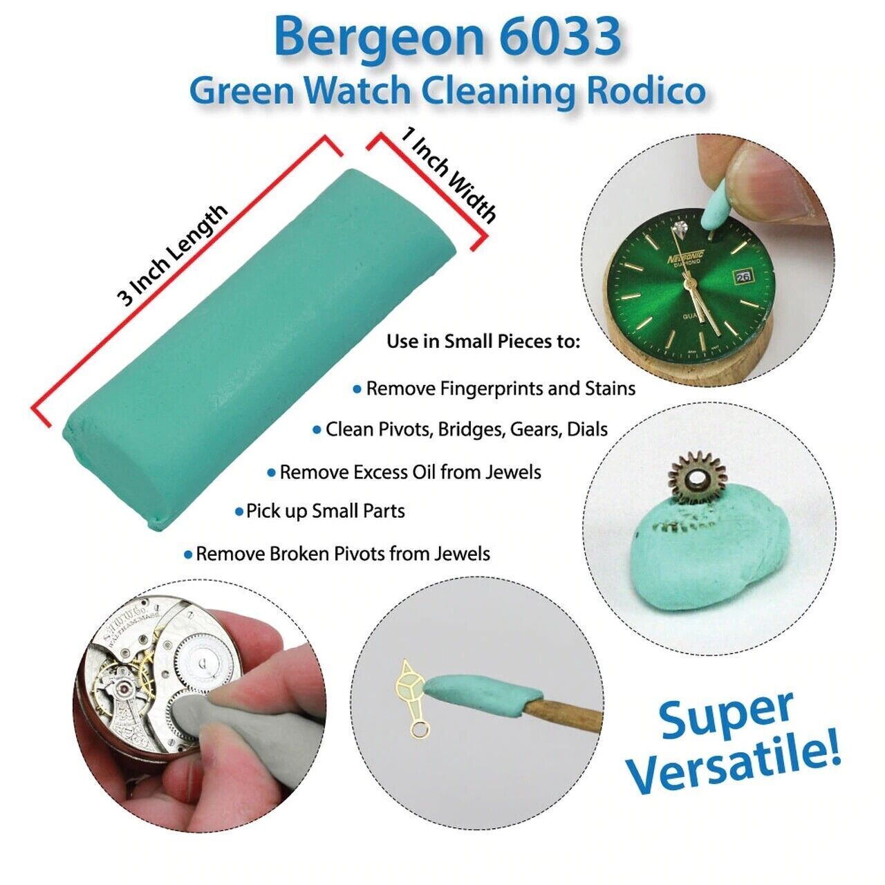 Bergeon 6033-1 One Touch Cleaning Stick for precision watch care, Swiss made accessory for delicate maintenance.