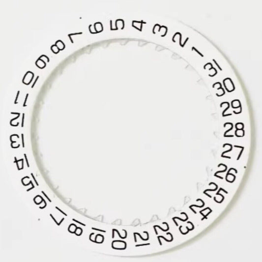 White date disk wheel showing date at 3 o'clock for ETA C01.211 movement, generic watch part