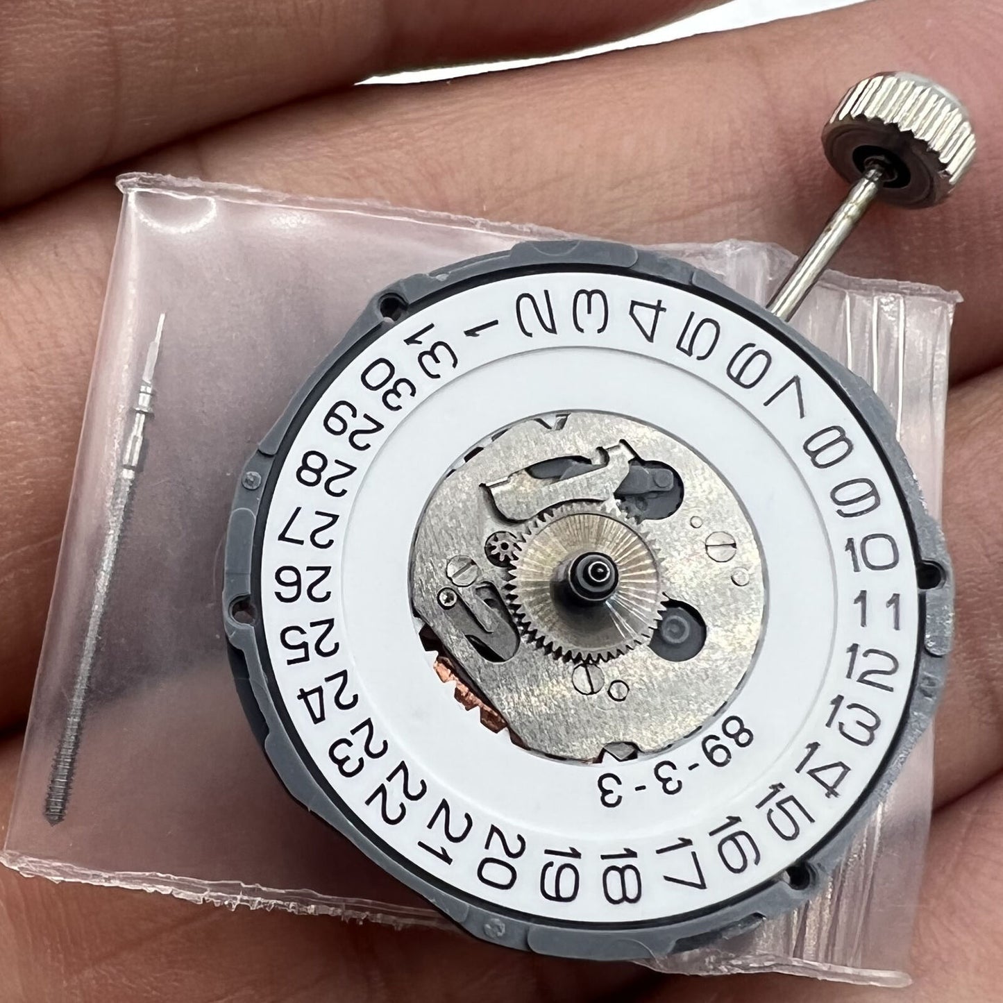 Miyota 6M17 quartz watch movement with 3 hands, precision Japanese craftsmanship for repairs.