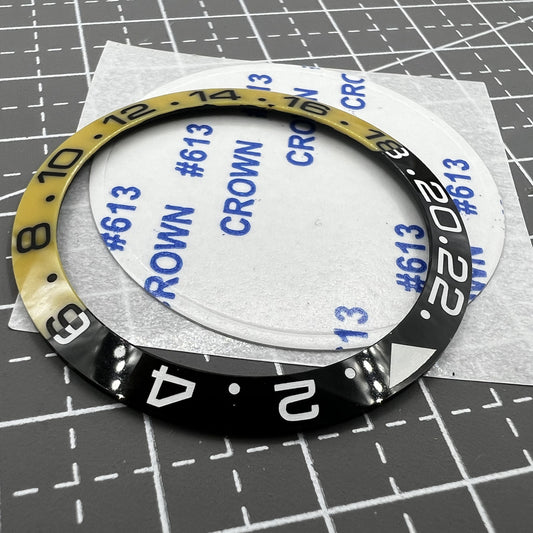 38 mm Keramik Slope GMT Schwarz + Gelb Uhrenlünettenring für SUB 007 Uhr