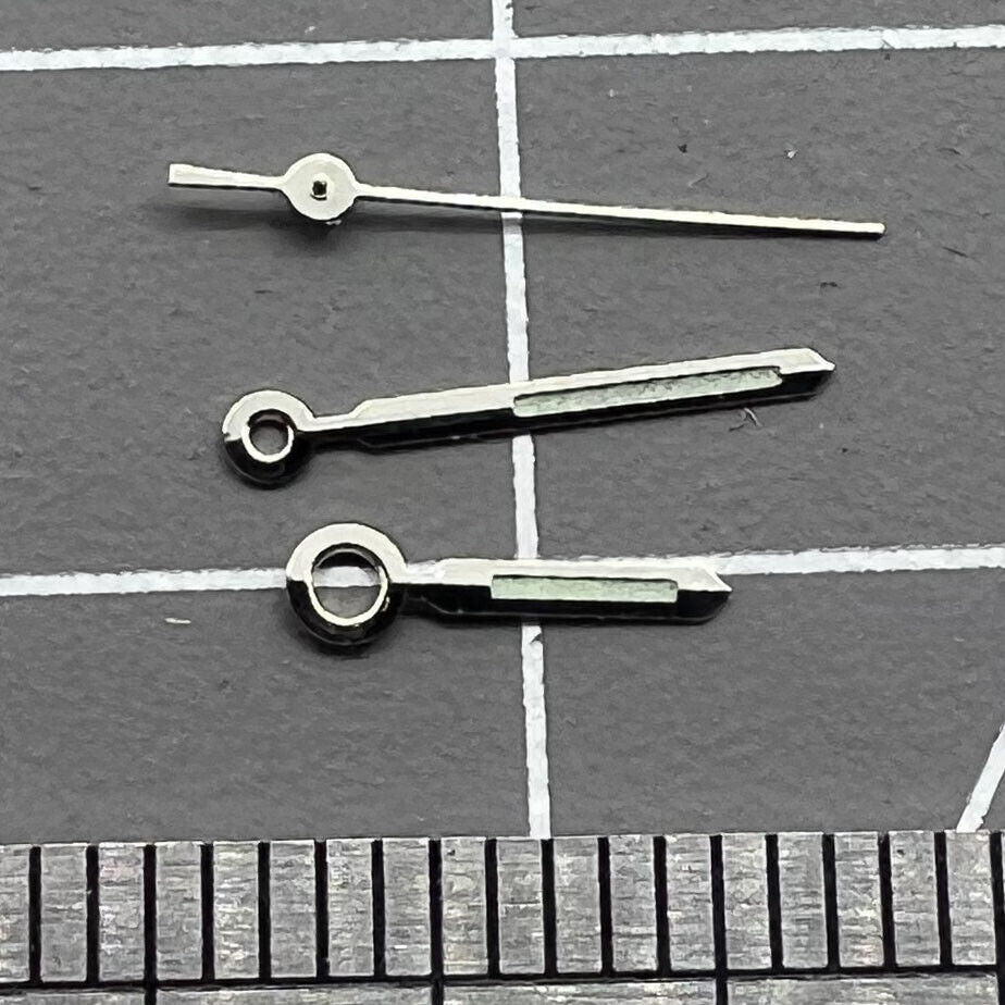 Luminous watch hands set for Miyota 2115 with 14mm, 11mm, 8mm lengths, improving nighttime readability.