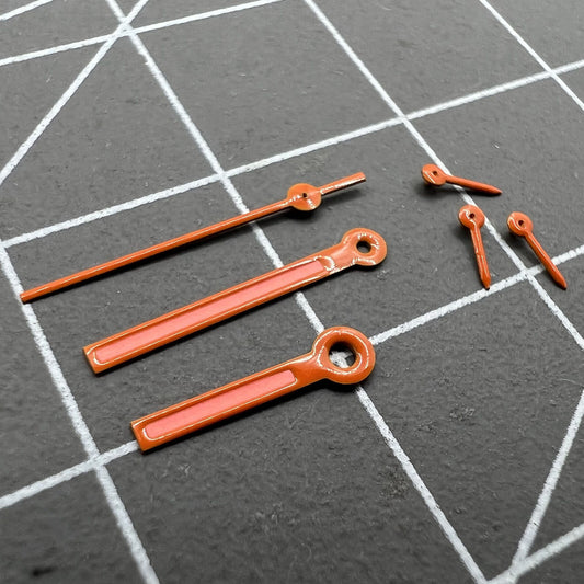 Aiguilles de montre peintes en orange avec garniture orange de 12,5 mm pour mouvement Epson VD53 VD54 VD57