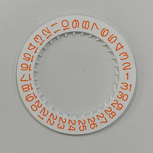 White Background Orange Character Disk Date Wheel for NH35 NH36 Date Watch Part