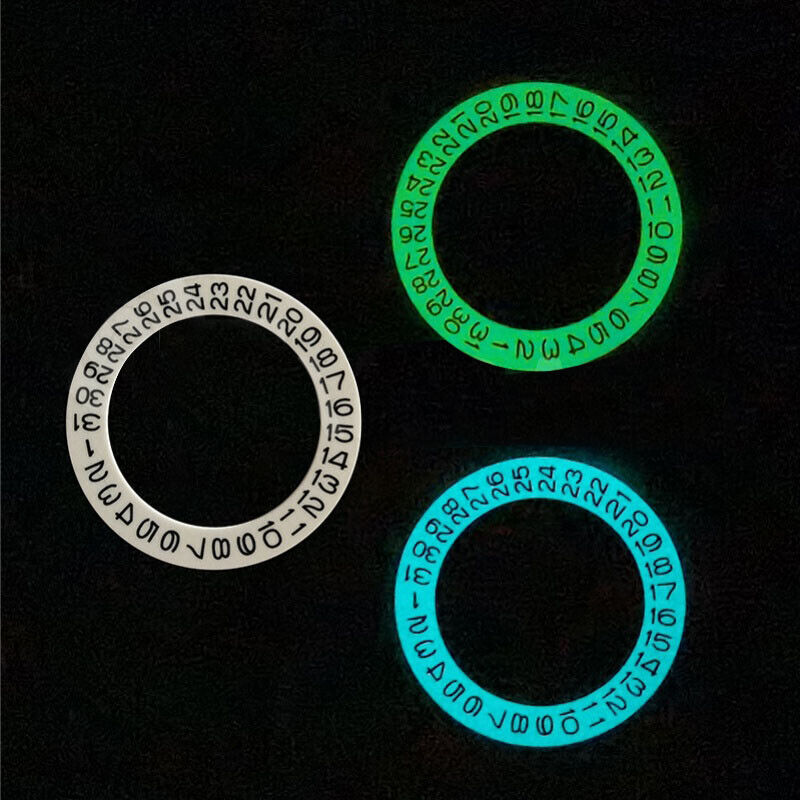 Luminous date disk wheel for NH35 movement with bright date display at 3 o'clock, precise fit.