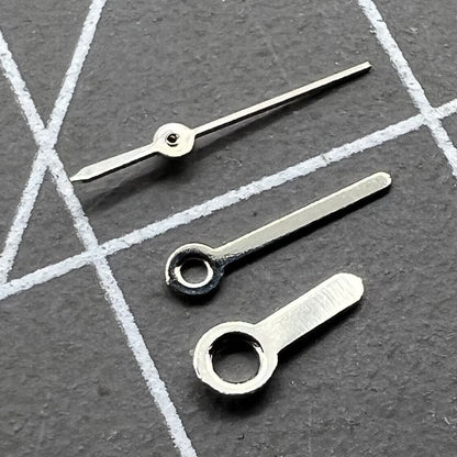 Silver watch hands set compatible with Miyota 2035/2115/2105/2305 movements for precise time repair.