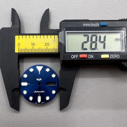 Grünes Lume Datejust Zifferblatt mit blauem silbernem Rand für NH35 NH36 Uhrwerk