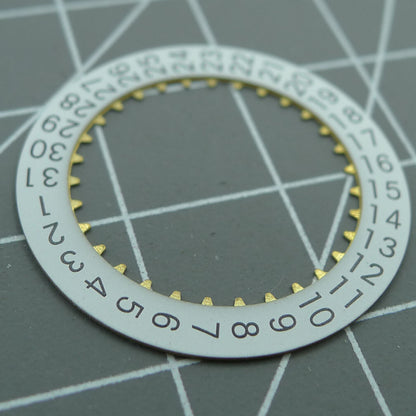White date disk wheel for China Made/ETA 7750 movement with date display at 3 o'clock.