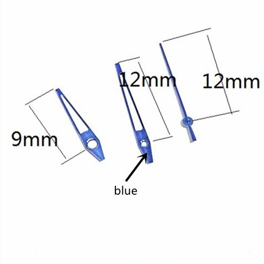 Aiguilles de montre 12 mm avec bordure bleue et luminescente verte pour Miyota 2315 2035 2036 2115 2305