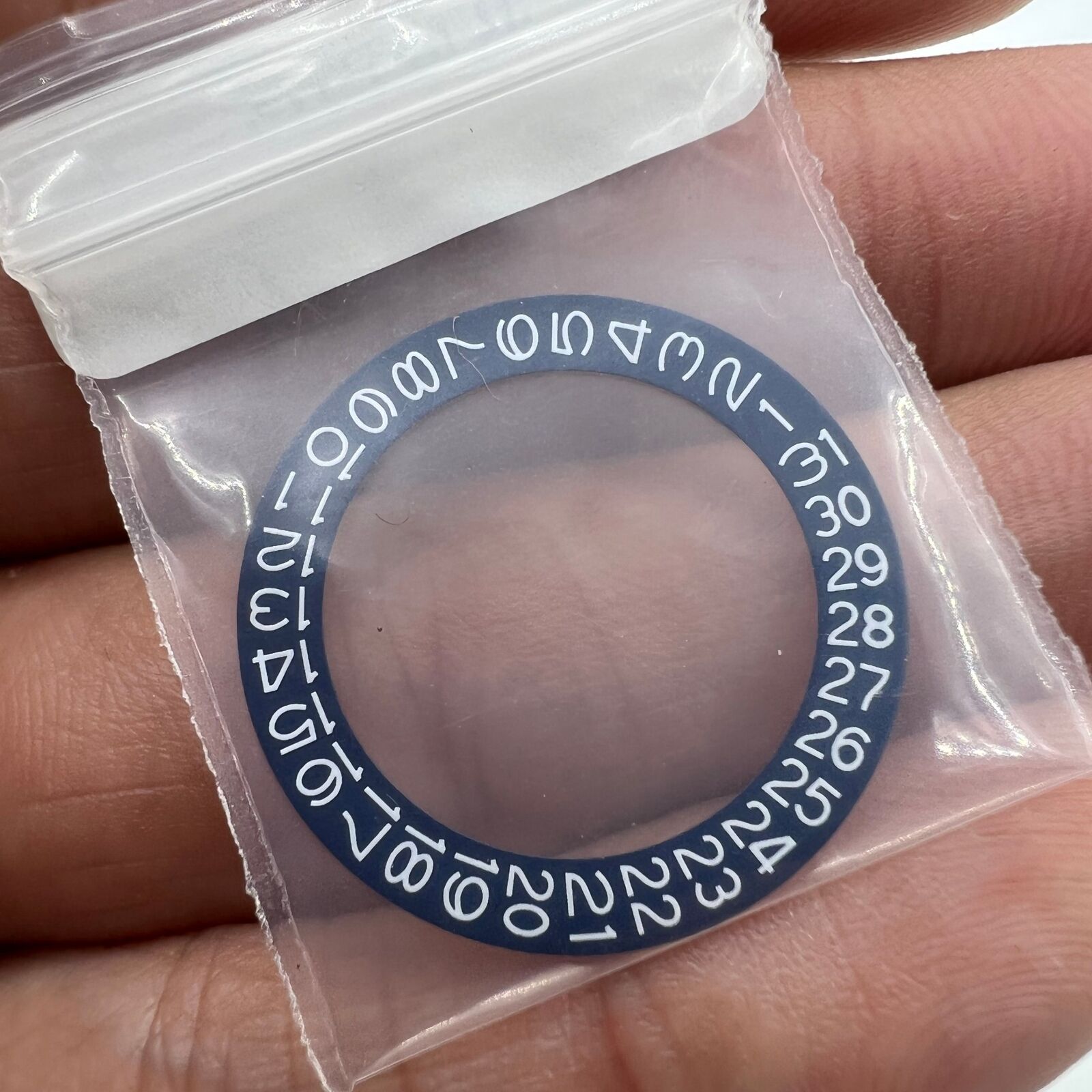 Denim blue background featuring a white font date wheel for Miyota NH35 NH36