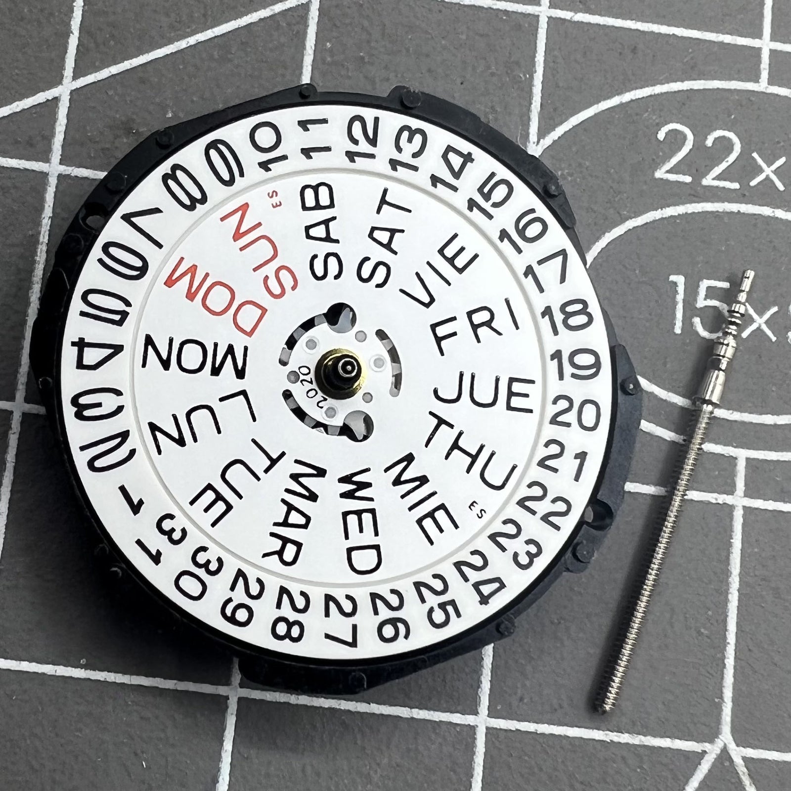 Epson PC33 movement for watches with double calendar date at 3, Japan made precision part.