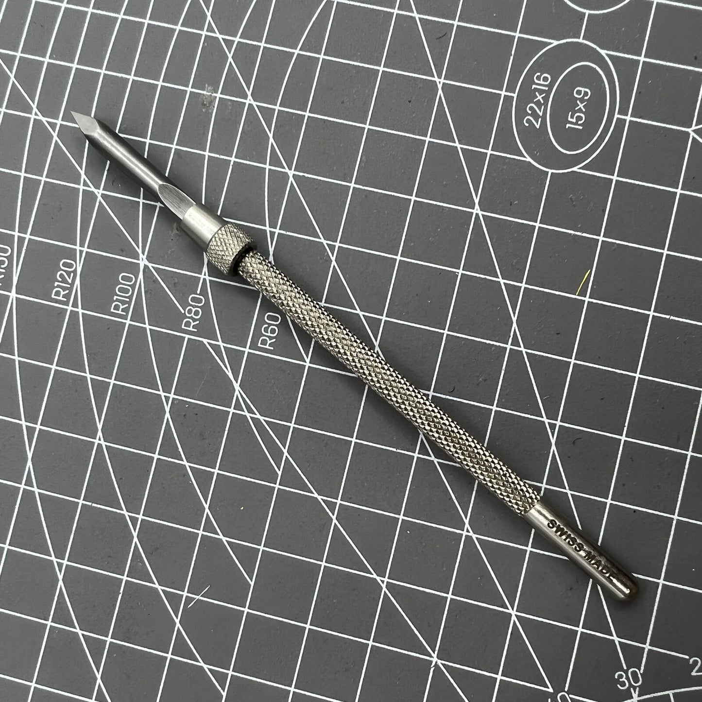 Swiss Bergeon 4072 pin vise, 105mm, precision tool for holding hairsprings in watch repair.