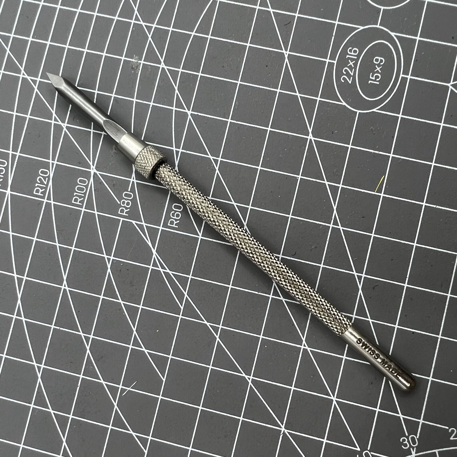 Swiss Bergeon 4072 pin vise, 105mm, precision tool for holding hairsprings in watch repair.