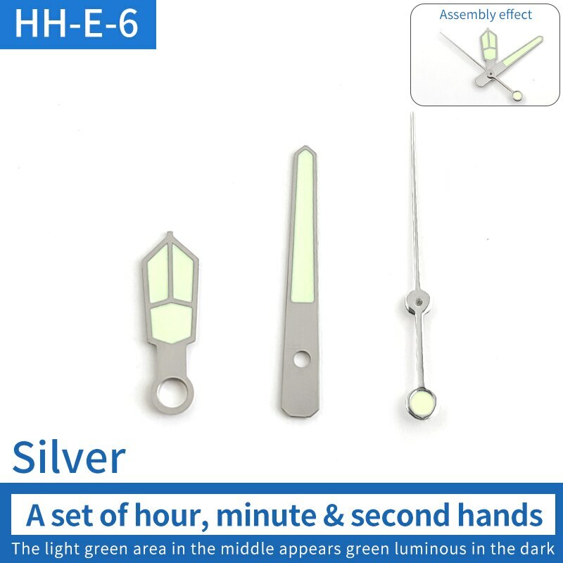 Aiguilles de montre lumineuses vertes adaptées au mouvement NH15 NH36 SKX007 SKX009