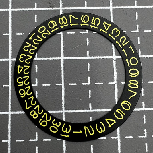 Yellow date wheel with black numbers for NH35 NH36 watch movement, enhancing dial readability.