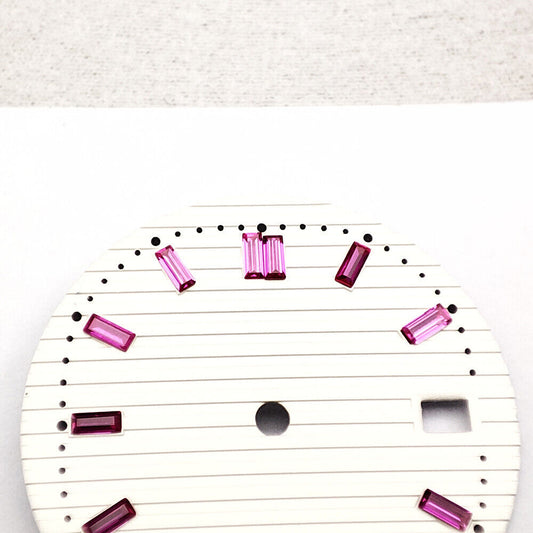 29.8mm Pink Imitation Gemstone Nail White Watch Dial for NH35 Movement