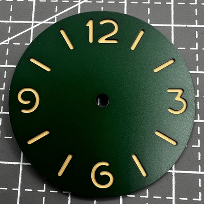 Green luminous watch dial for ST3600 ETA6497/6498 movement, enhancing visibility and style.