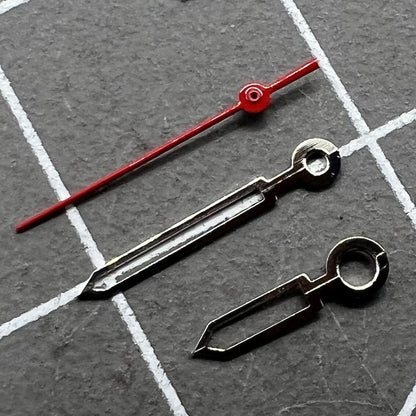Red second watch hands set by NO.1532 for Miyota 2035 movement, sizes 16mm/13mm/9mm, precise fit.