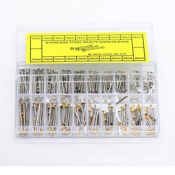 200pcs Watch Strap Screws Link Pins Kit Watch Band Screw Assortment Set 10-28mm
